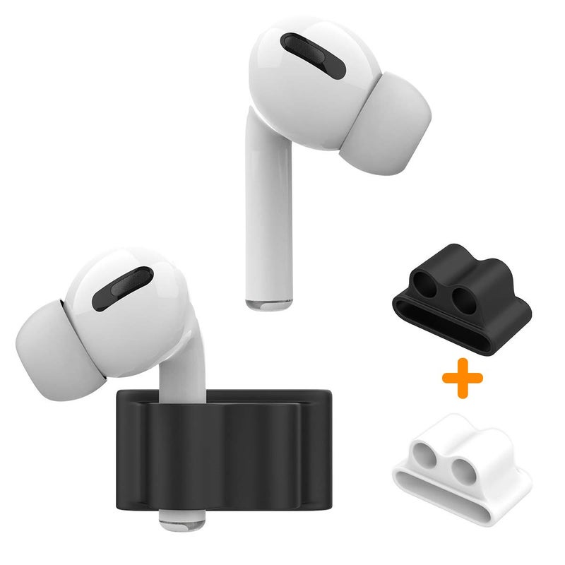 iKammo Anti-Lost Silicone Watch Strap Holder for AirPod Pro 2/AirPod 3 2 1, Airpod Watch Band Holder, Airpod Accessories Holder for Sports Exercise Working(Black+White) - Image 1
